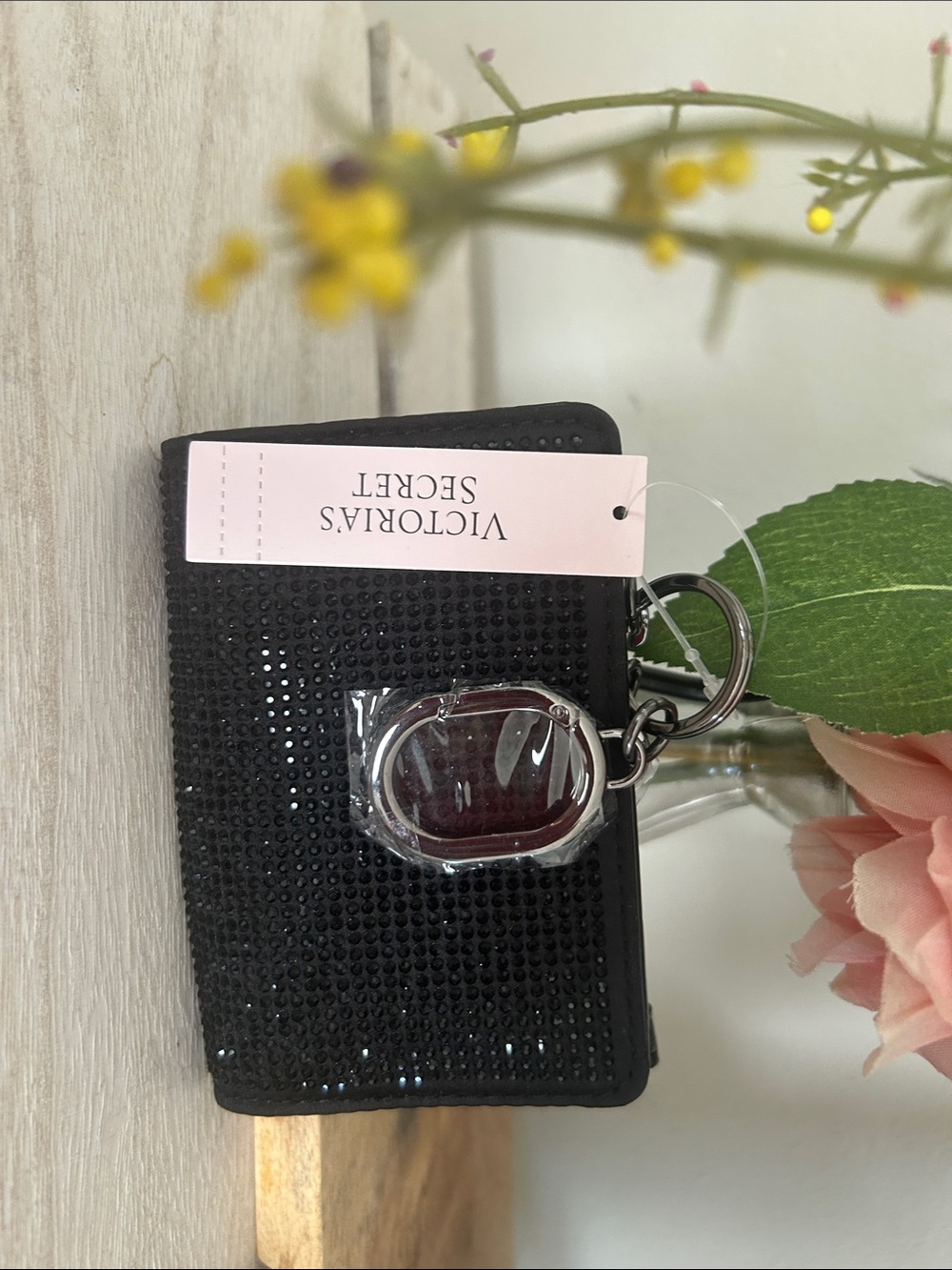 Victoria's Secret Black Sequin Cardholder with Keyring